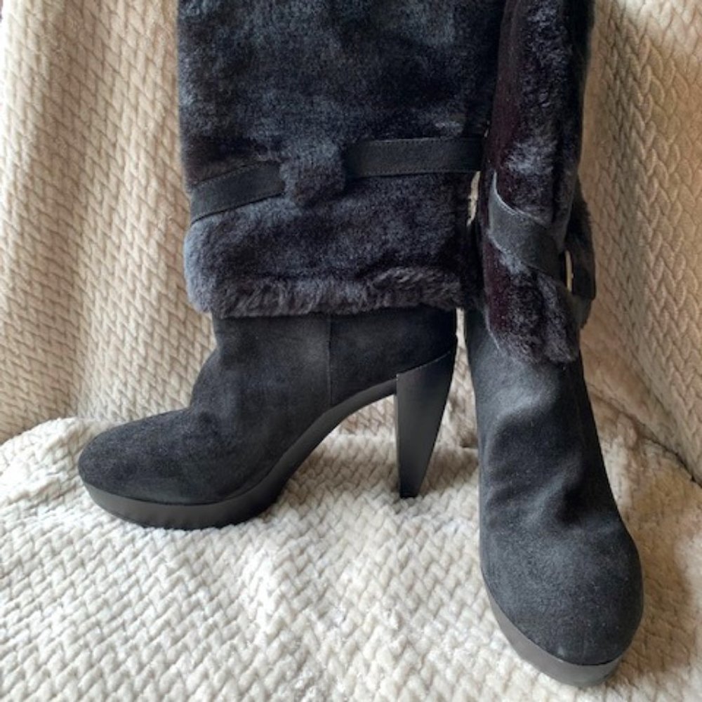 Nine West - Priska Black Suede and Faux Fur size 10.5
